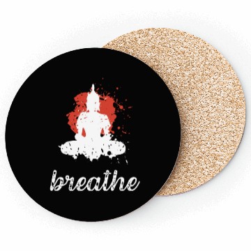 Discover Breathe quote Buddha graphic Coasters