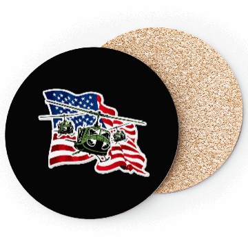 Discover US Army UH 1 With US Flag Coasters