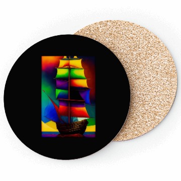Discover Colorfull Ship Painting Coasters