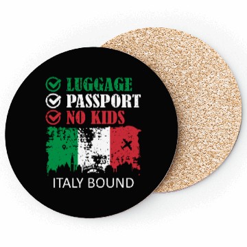 Discover Luggage Passport No Kids Italy Bound Vacation Coasters