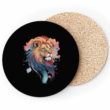 Discover Pastel Majesty: Lion Head in Watercolor Coasters