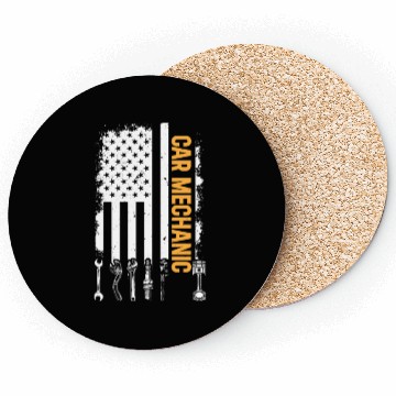 Discover Car Mechanic US Flag Auto Mechanic Coasters