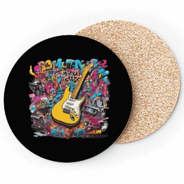 Discover Hip-Hop Guitar Art Coasters