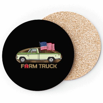 Discover Farm Truck Light Green Coasters