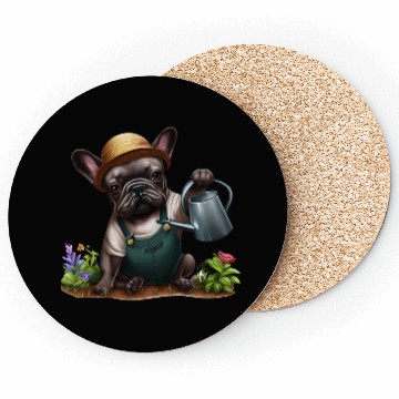 Discover Frenchie Playing in the Garden Coasters