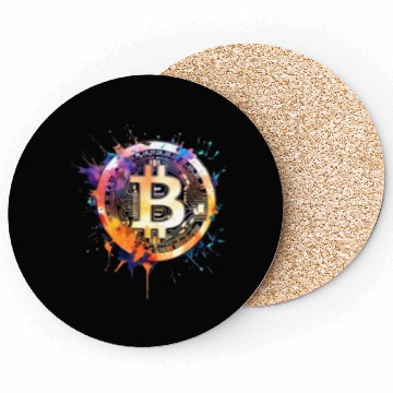 Discover Bitcoin crypto colorful logo Coasters