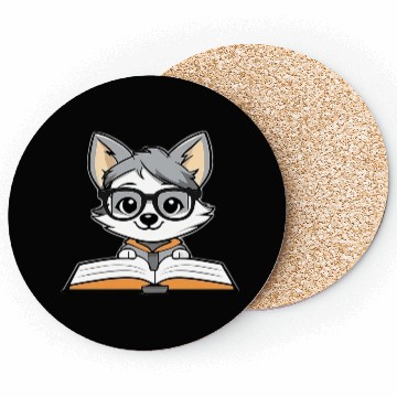 Discover Little Wolf Reading A Book Coasters