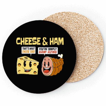 Discover Cheese and Ham Funny Food Lover Design Coasters