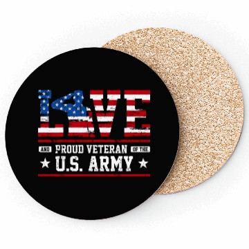 Discover Love And Proud Us Army Veteran Coasters