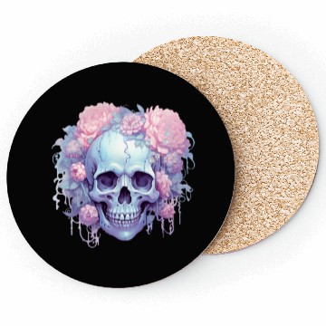 Discover Pastel Goth Floral Skull Coasters