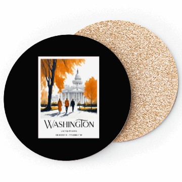 Discover Watercolor painting loving couple in Washington DC Coasters
