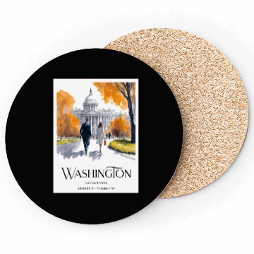 Discover Watercolor painting loving couple in Washington DC Coasters