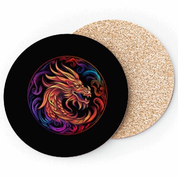 Discover Logo dragon pattern circle pentel color Coasters