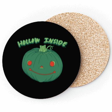 Discover Hollow Inside - Punny Green Jack-o-Lantern Pumpkin Coasters