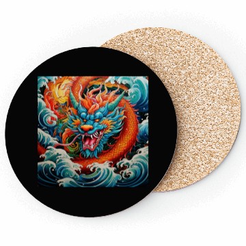Discover dragon pattern circle pentel color 4 Coasters