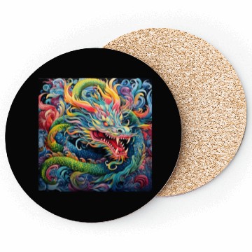 Discover dragon pattern circle pentel color 6 Coasters