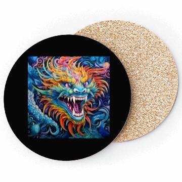 Discover dragon pattern circle pentel color 7 Coasters