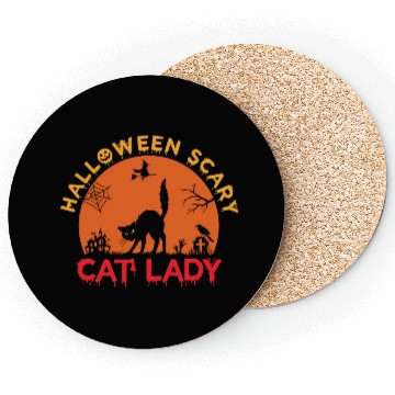 Discover Helloween Scary Cat Lady Coasters