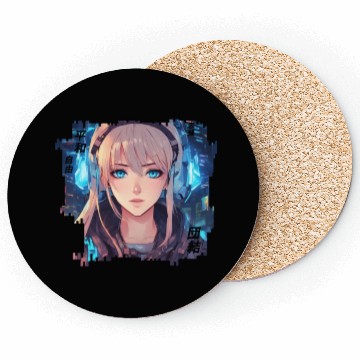 Discover Aria Vox // Cyberpunk Girl Coasters