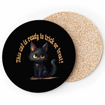 Discover This Cat Is Ready To Trick or Treat, Halloween, Coasters