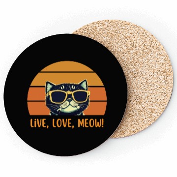 Discover Live, love, meow! Vintage Style Coasters