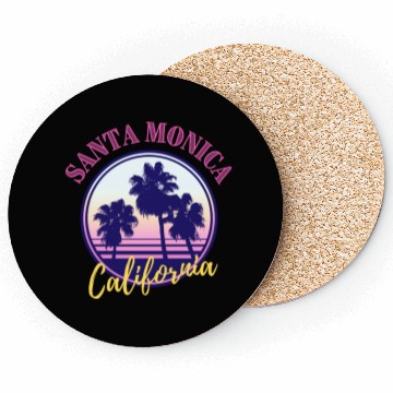 Discover Santa Monica Retro Palm Trees And Sunset Design Coasters