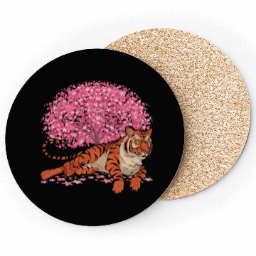 Discover Cherry Blossom Tree Predator Gift Sakura Tiger Coasters