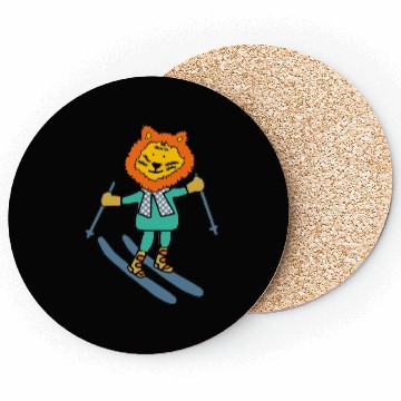 Discover Liger skiing with fancy scarf Coasters
