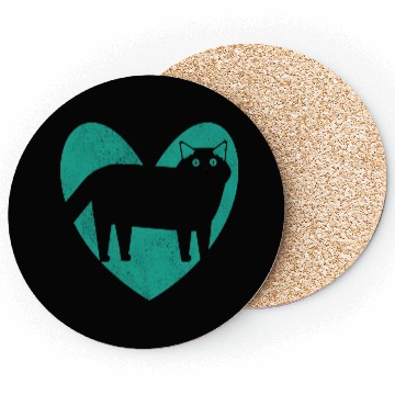Discover Cat Lover Heart Turquoise Coasters