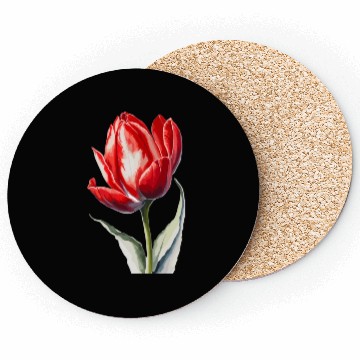 Discover a red tulip flower Watercolor Coasters