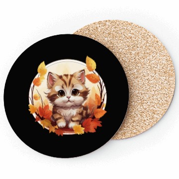 Discover Autumn Cat in Sunset: Sweet Serenity Coasters