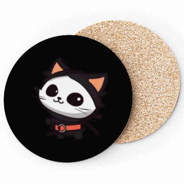 Discover Black Cat Superhero Cartoon Design Coasters