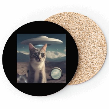 Discover Cat Ufo Alien Area 51 space shuttle Coasters