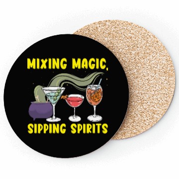 Discover Mixing Magic Sipping Spirits Bartender Halloween Coasters