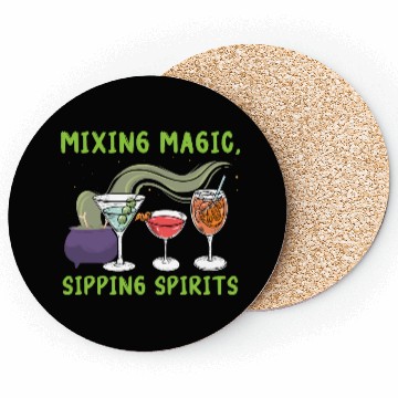 Discover Mixing Magic Sipping Spirits Bartender Halloween Coasters