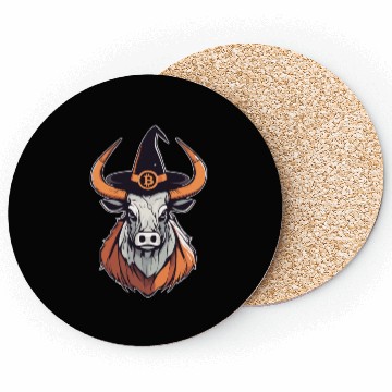 Discover Halloween Bitcoin Wizard Bull Coasters