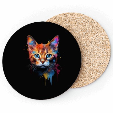 Discover Color Explosion Abyssinian Cat Cute Coasters