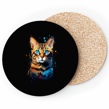 Discover Colorful Color Explosion Bengal Cat Coasters
