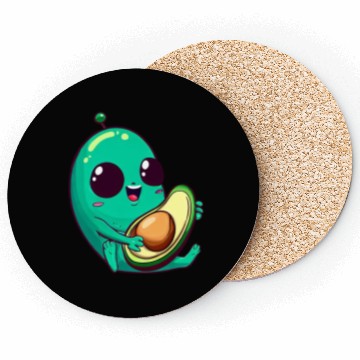 Discover Cute Alien Avocado: Guitarist Extraterrestrial Coasters