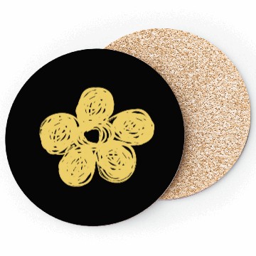 Discover Yellow Chalkboard Flower Doodle Coasters
