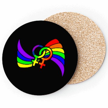 Discover Gender lesbians logo in rainbow colors Coasters