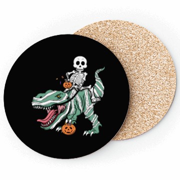 Discover Skeleton Dinosaur Funny Lazy Creepy Halloween Coasters