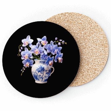 Discover Blue Orchids in a Vase Graphic Coasters