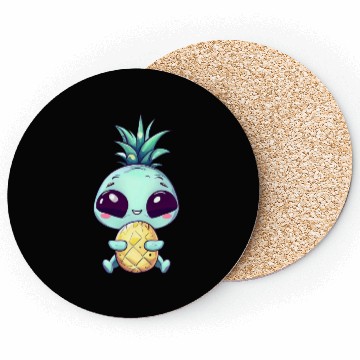 Discover Alien with Pineapple Punk Hairstyle Coasters