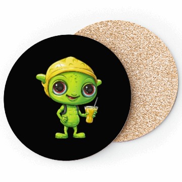Discover Refreshing Alien Lemonade: Green & Yellow Blend Coasters
