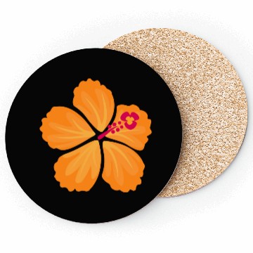Discover Orange Hand Drawn Hibiscus Flower Coasters