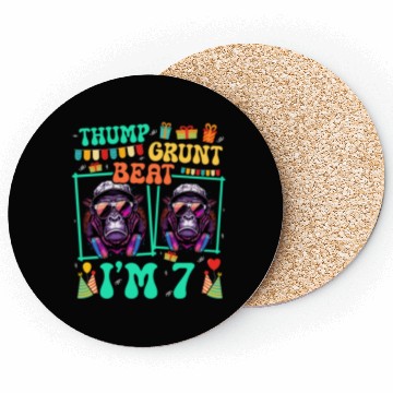 Discover Thump Grunt Beat I'm 7 Gorilla Lover Kid 7th Coasters