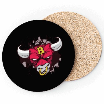 Discover Angry bull crypto sign Coasters