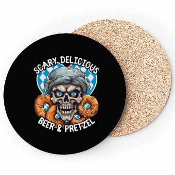 Discover Skull beer and pretzel - Scary delicious Coasters