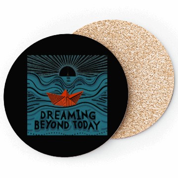Discover Dreaming Beyond Today Coasters - Red Paper Boat Journey